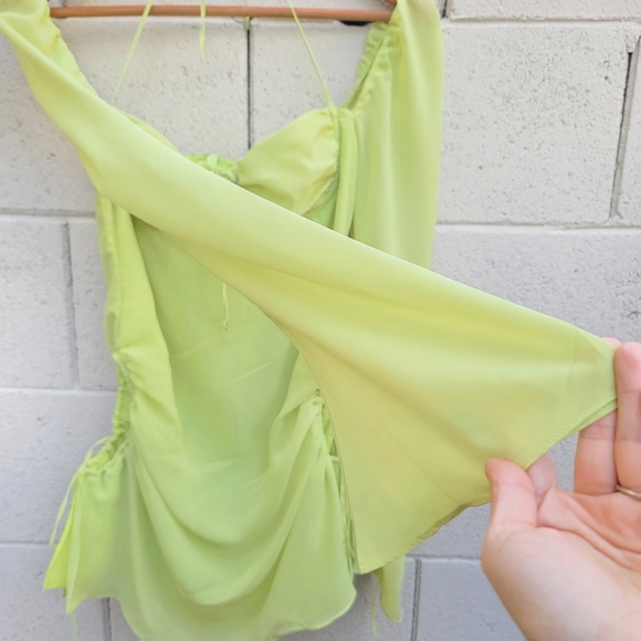 House of CB | Baby Halter Long Sleeve Minidress in Lime Size Small Flawed - Picture 8 of 16